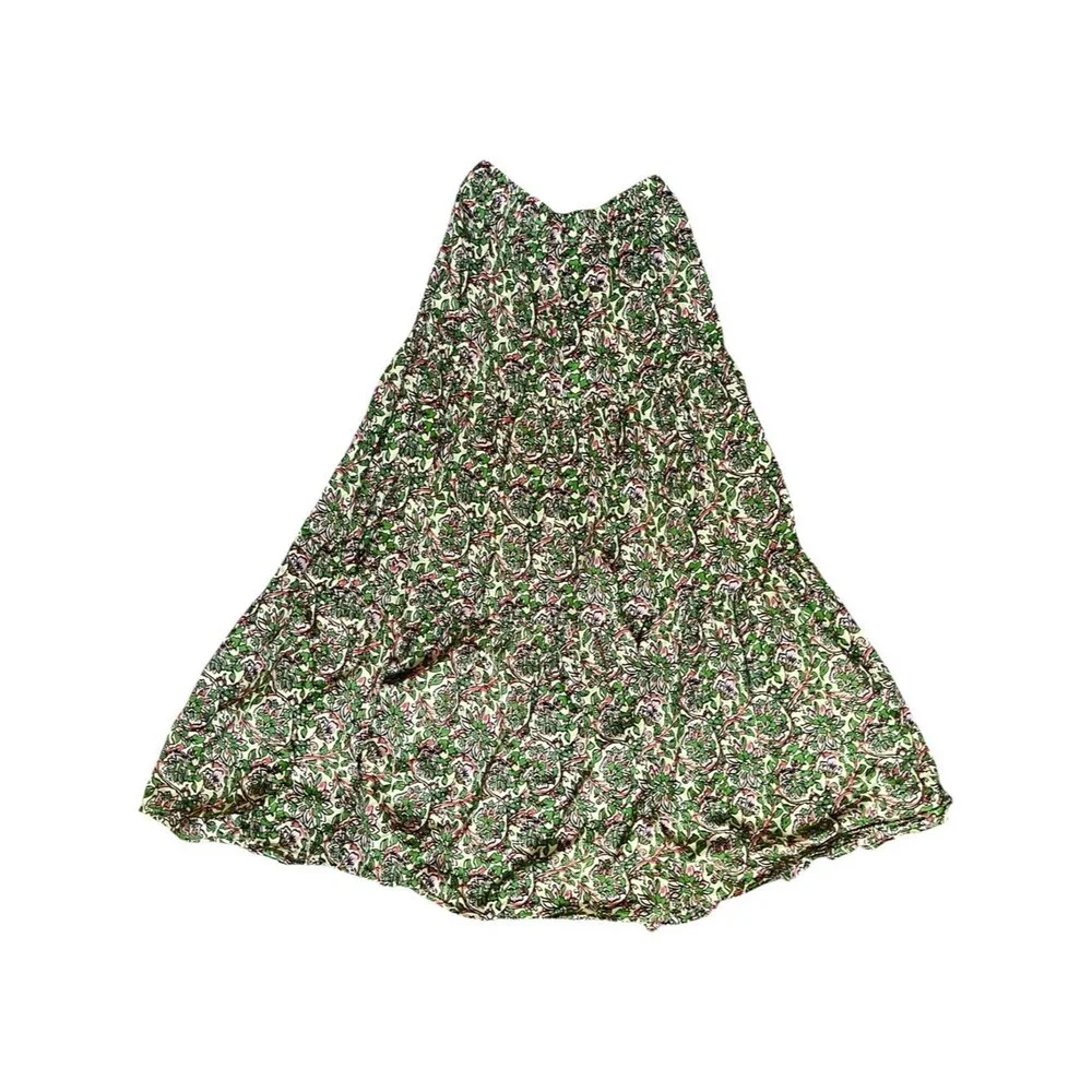 ZARA Floral Maxi Skirt Cotton Pockets Boho Cottagecore A Line Made in India